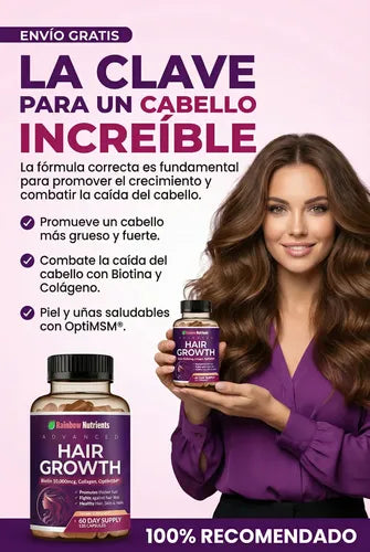 Hair Growth Premium para Cabello Piel y Uñas con Biotina 10000mcg y Colágeno