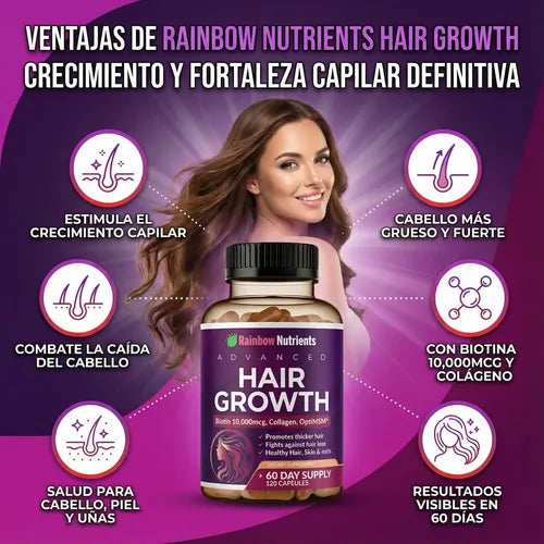 Hair Growth Premium para Cabello Piel y Uñas con Biotina 10000mcg y Colágeno